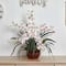 30" White Silk Cymbidium Arrangement with Decorative Vase